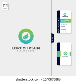 minimal o leaf initial logo template vector illustration free business card design template