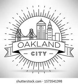 Minimal Oakland City Linear Skyline with Typographic Design