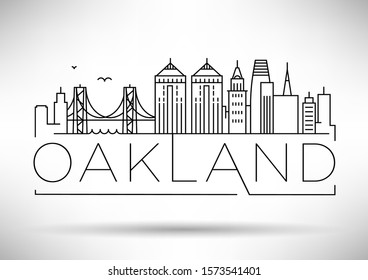 Minimal Oakland City Linear Skyline with Typographic Design