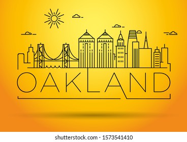 Minimal Oakland City Linear Skyline with Typographic Design