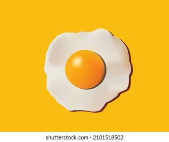 Minimal object for food concept is bullet. Vector style of omelet on yellow background. 3d rendering illustration.