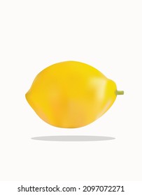 El objetivo mínimo del concepto de comida es la fruta. Estilo vectorial de limón amarillo sobre fondo blanco. Ilustración 3d.