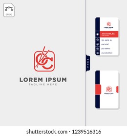 minimal oc initial food logo template free business card design template