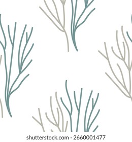 Minimal ocean-inspired pattern with delicate sea flora elements. Ideal for textiles, packaging, and wall art.