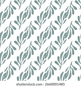 Patrón minimalista inspirado en el océano con delicados Elementos de flora marina. Ideal para textiles, embalaje y arte de pared.