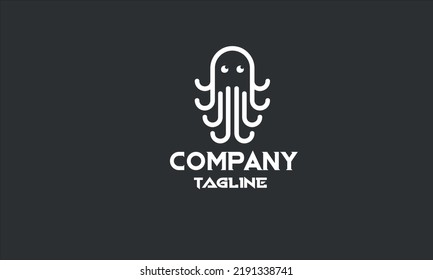 plantilla mínima de logotipo gráfico de pulpo