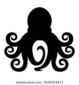Minimal Octopus Silhouette, Ocean Animal Illustration for Branding Prints