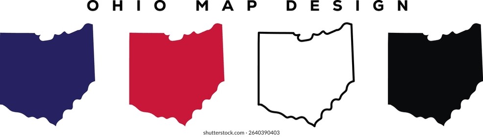 Minimal Ohio State Outline , Line Art Map Silhouette