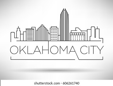 Minimal Oklahoma Linear City Skyline with Typographic Design