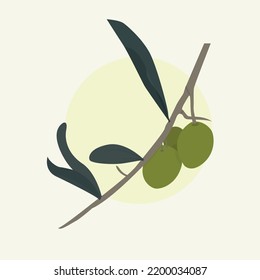 minimal olive branch vector illustration