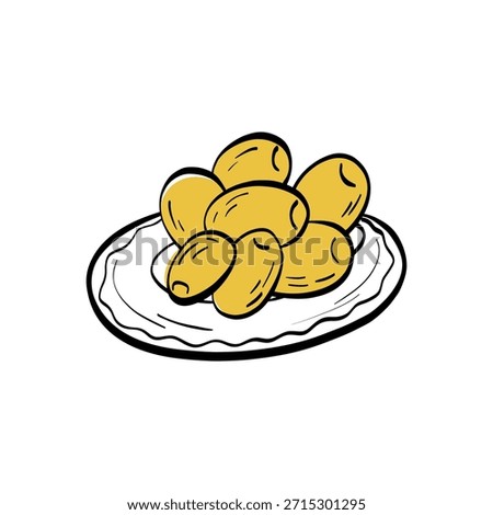 Minimal olive illustration with clean outlines and a natural Mediterranean food. Ideal for farm products, olive oil labels, and Italian or Greek cuisine visuals.