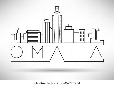 Minimal Omaha Linear City Skyline with Typographic Design