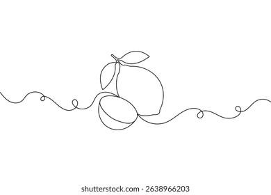 Minimal one line art lemon  simple continuous drawing isolated vector