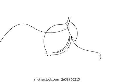 Minimal one line art lemon  simple continuous drawing isolated vector