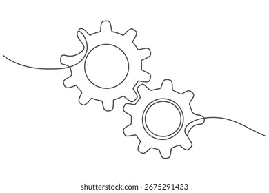 Conceito de sistema de roda dentada mínima de uma linha representando as configurações de máquinas da indústria e a solução mecânica abstract art