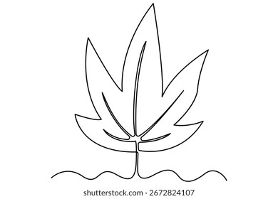 Ilustración vectorial mínima de una línea de dibujo de hojas para temas ecológicos y botánicos
