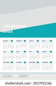 Minimaler Einseitenwandkalender 2022