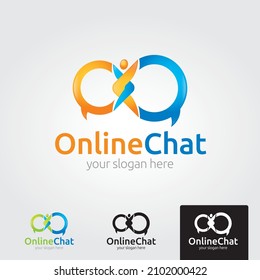 minimal online chat logo template - vector 