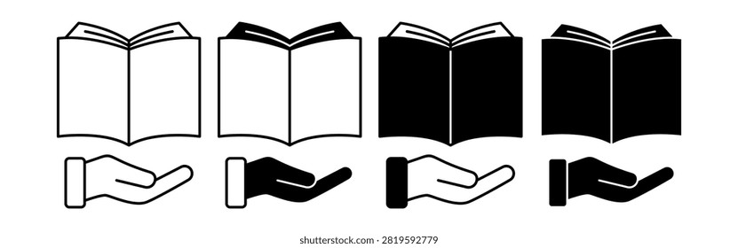 Minimal open book icon symbolizing reading learning and knowledge for education and design