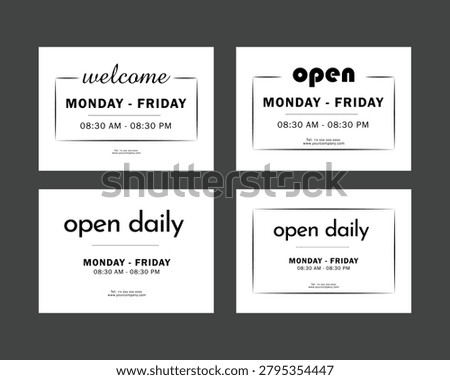Minimal Open Closed Business Hours Sign Templates