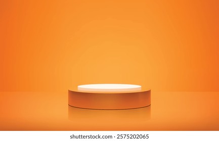 Minimal Orange Background with Sleek Podium for Product Display, Vibrant and Elegant Design, Perfect for Branding, Advertising, and Modern Luxury Presentations, 3D Glossy Finish for Professional Use."