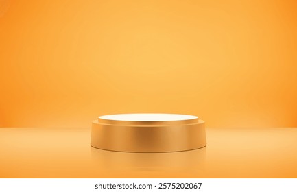 Minimal Orange Background with Sleek Podium for Product Display, Vibrant and Elegant Design, Perfect for Branding, Advertising, and Modern Luxury Presentations, 3D Glossy Finish for Professional Use."