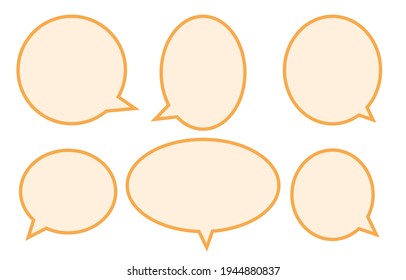 minimal orange empty speech bubbles set,outline on a white background, vector speaking or talk bubble, Doodle style