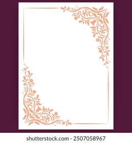 Minimal Orange Floral Corner Border Template for Elegant Invitations and Cards