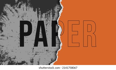 Minimal Orange Paper Ripped Frame In Wall Grunge Background