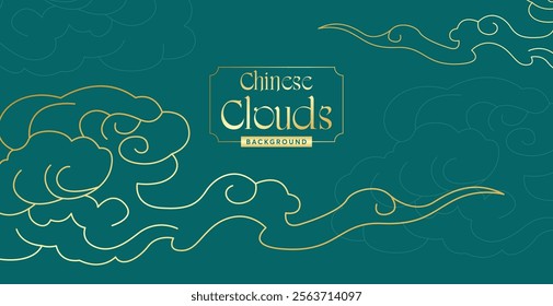 Minimal oriental style cloud abstract vector