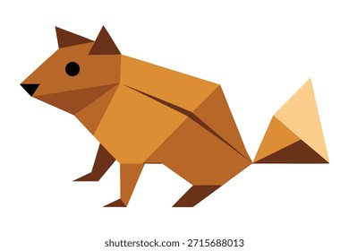 Ilustración vectorial de estilo origami mínima de una ardilla hecha con Formas de papel geométricas, diseño plano moderno adecuado para la marca, logotipos, carteles, educación y proyectos creativos.