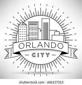 Minimal Orlando Linear City Skyline with Typographic Design