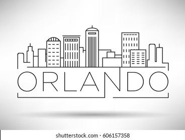 Minimal Orlando Linear City Skyline with Typographic Design