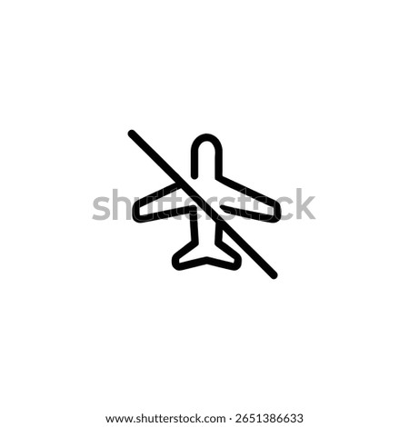 A minimal outline of an airplane crossed out with a diagonal line, symbolizing airplane mode off or no flights.