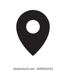 Mínimo Contorno Preto Localização Mapa Ponteiro Pin Ícone Simples Navegação Símbolo Design