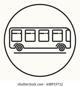 Minimal outline bus icon, vector shuttle sign, linear public city transport symbol