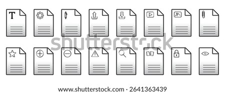 Minimal outline document icons set