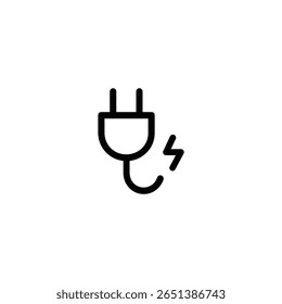 A minimal outline of an EV charging plug with a lightning bolt, symbolizing electric vehicle charging and power.