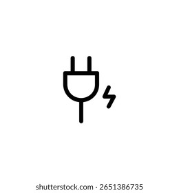 A minimal outline of an EV plug with a lightning bolt symbol, indicating active charging or power.