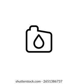 Um contorno mínimo de um tanque de combustível com uma gota, representando gasolina, diesel ou a presença de combustível.