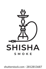 Minimal and outline hookah logo vector smoke