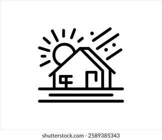 Minimal outline house logo design icon vector illustration.