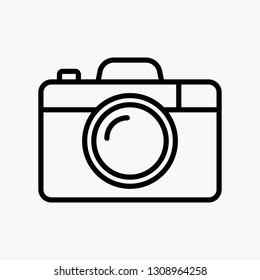 Minimal outline icon of camera - vector