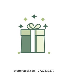 Minimales Umrisssymbol einer Geschenkbox, die das Teilen von Freude und Freundlichkeit während des Ramadan darstellt. Ideal für islamische Feiern, Wohltätigkeitsgeschenke und festliche Ramadan-Entwürfe.