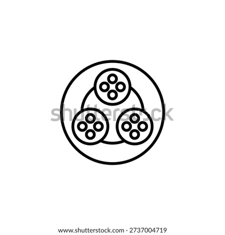 Minimal Outline Icon Illustrating Interconnected Data Points and Core System