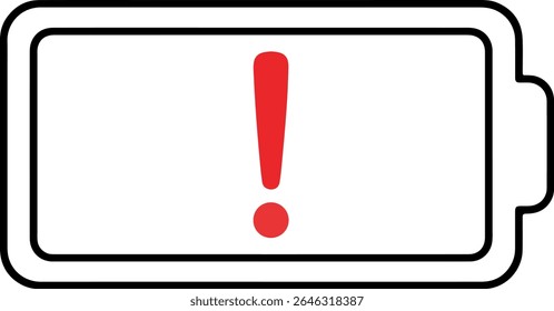 Minimal outline icon of a low battery level, featuring a clean design suitable for interfaces, dashboards, and energy status indicators. Commercial use safe with no background, text, or branding.

