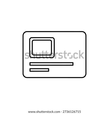 Minimal outline icon representing membership card, loyalty programs, and access identification for business, corporate, and service applications.