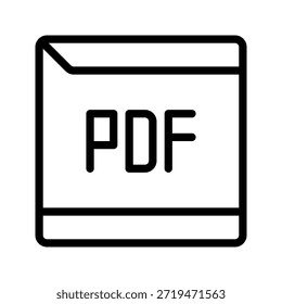 Icono de contorno mínimo que representa el archivo de documento PDF, adecuado para informes, libros electrónicos, contratos y documentos digitales.