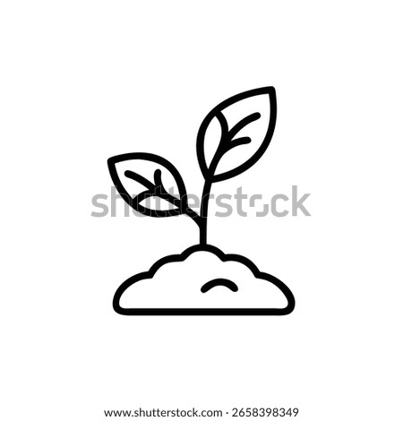 Minimal outline icon a seedling with two leaves emerging from soil plant sprout