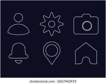 Minimal outline icon set for apps and websites